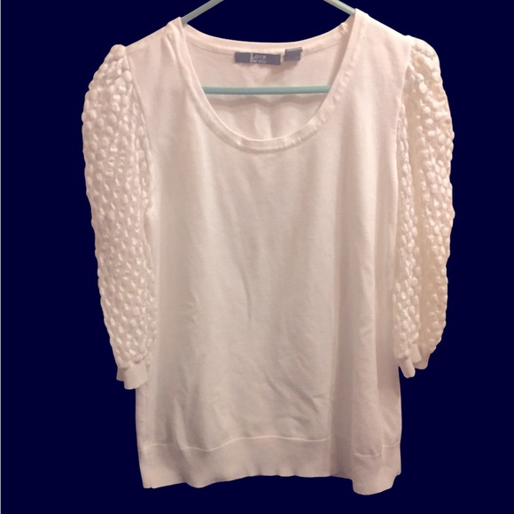 Love Ever After sz Large White Puff Sleeve Summer Sweater - Picture 1 of 5